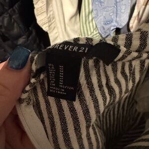 Forever 21 Black and White Striped Jumpsuit